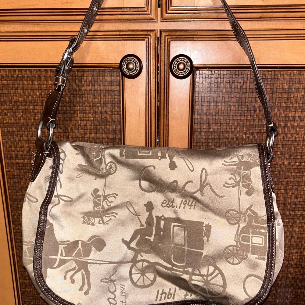Coach Brown and Tan Shoulder Bag